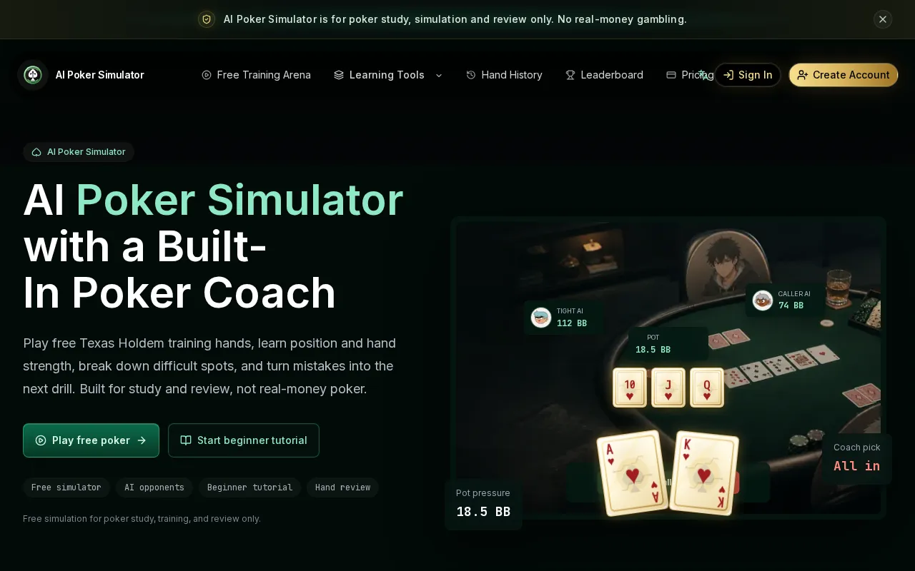 AI Poker Simulator — preview screenshot
