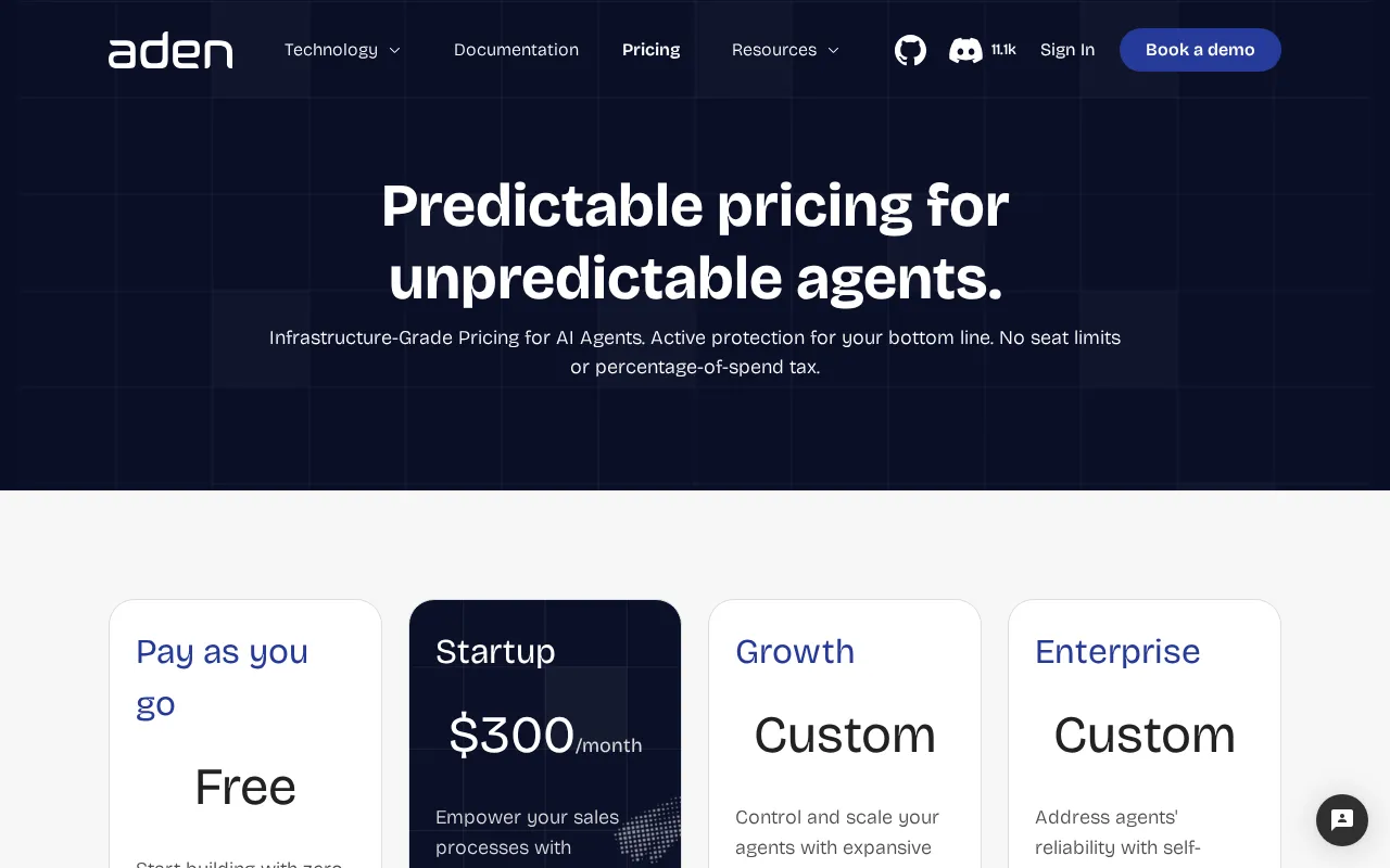 Aden — pricing page