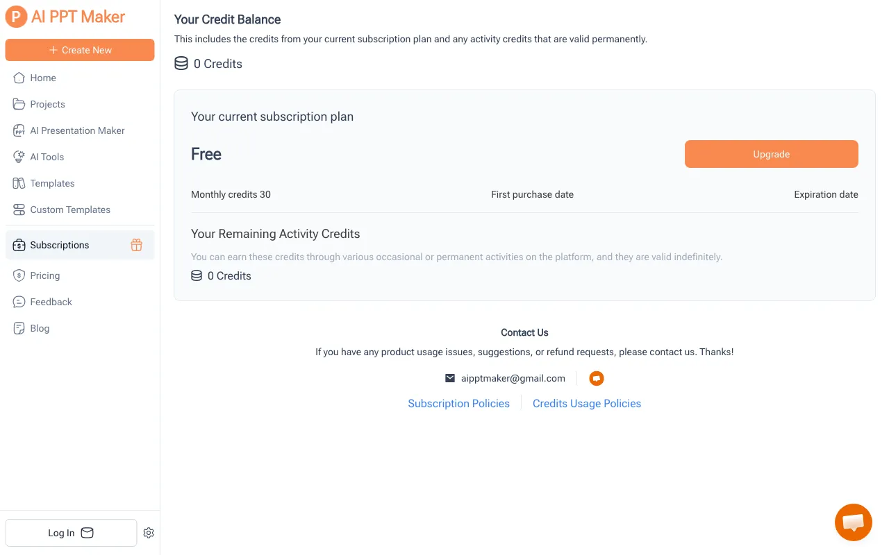 AI PPT Maker — pricing page