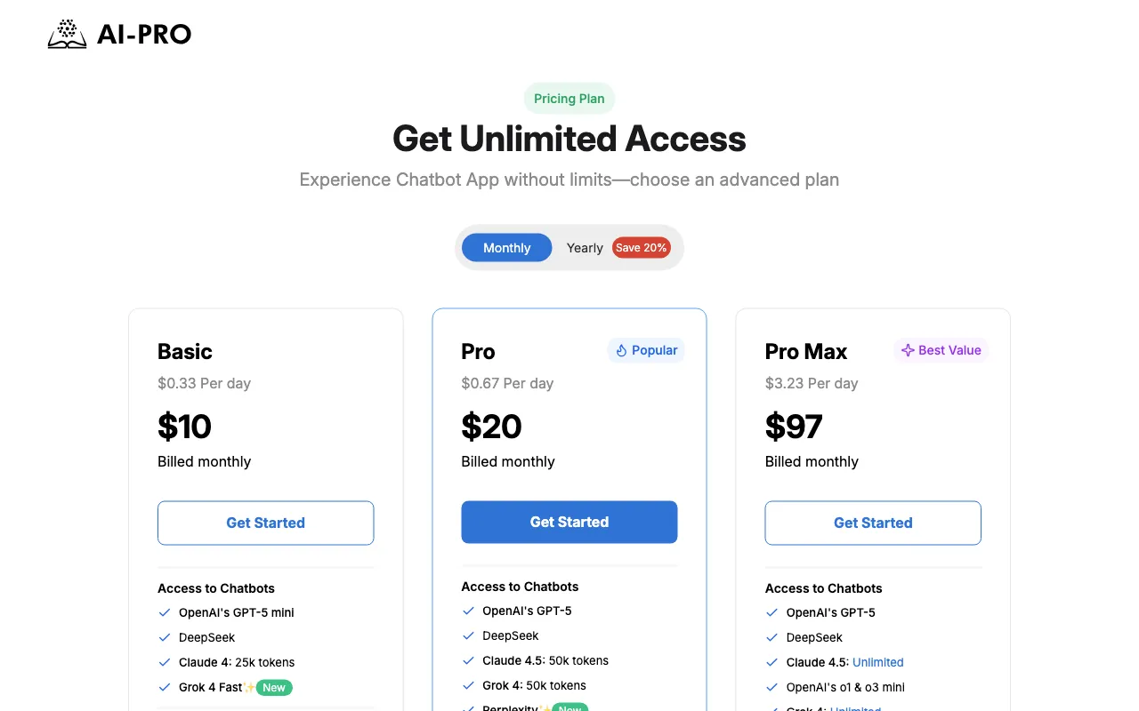 AI-PRO.org — pricing page