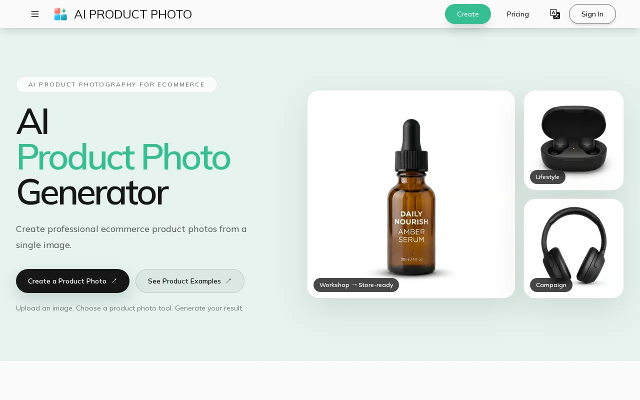 AI PRODUCT PHOTO — preview screenshot