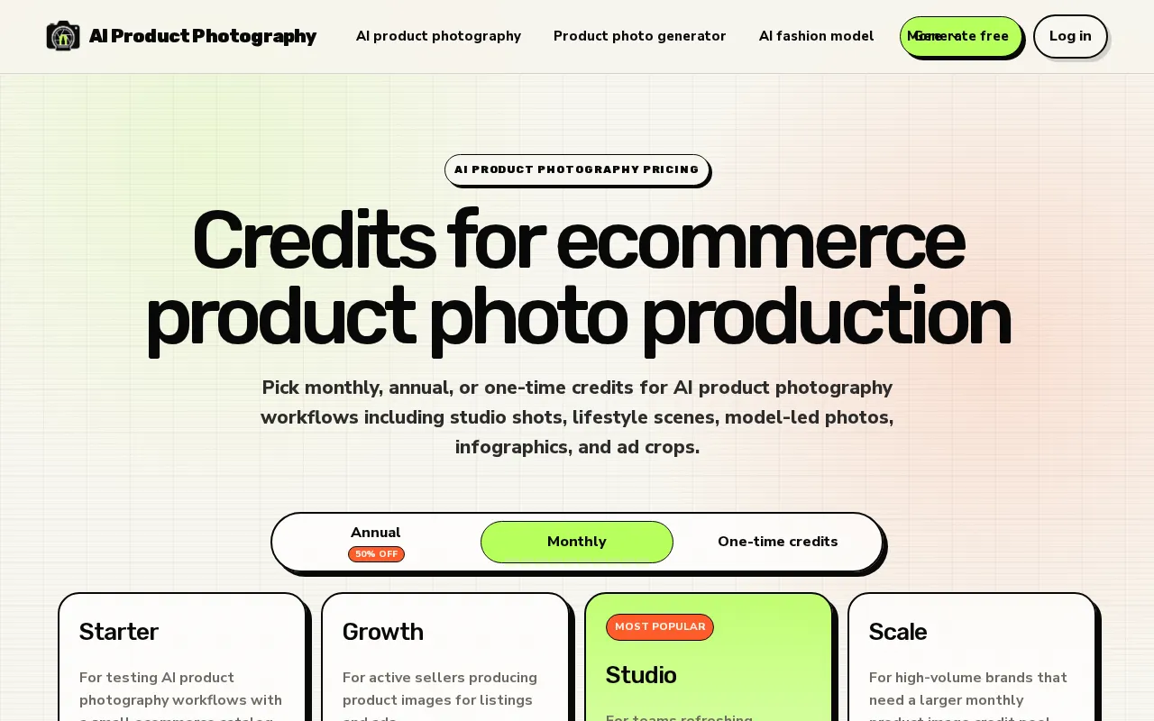 AI Product Photography.app — pricing page