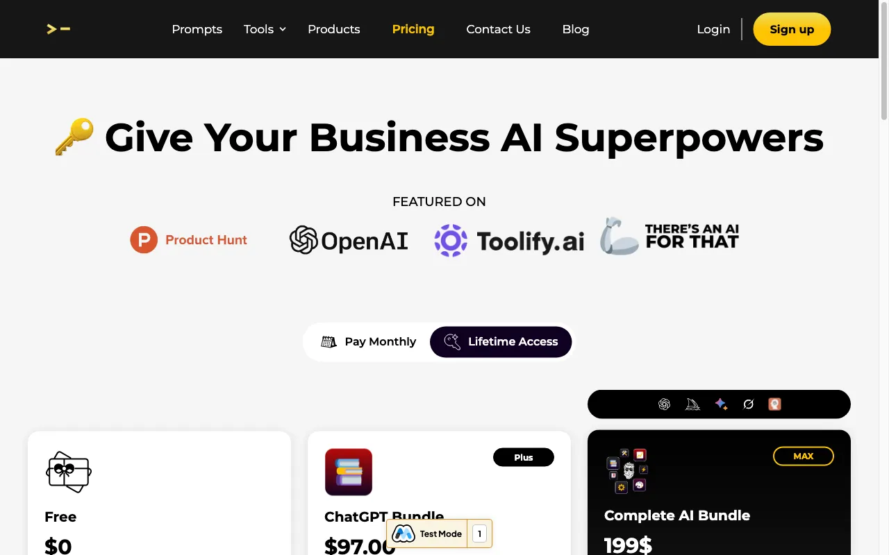AI Prompt Generator by God of Prompt — pricing page