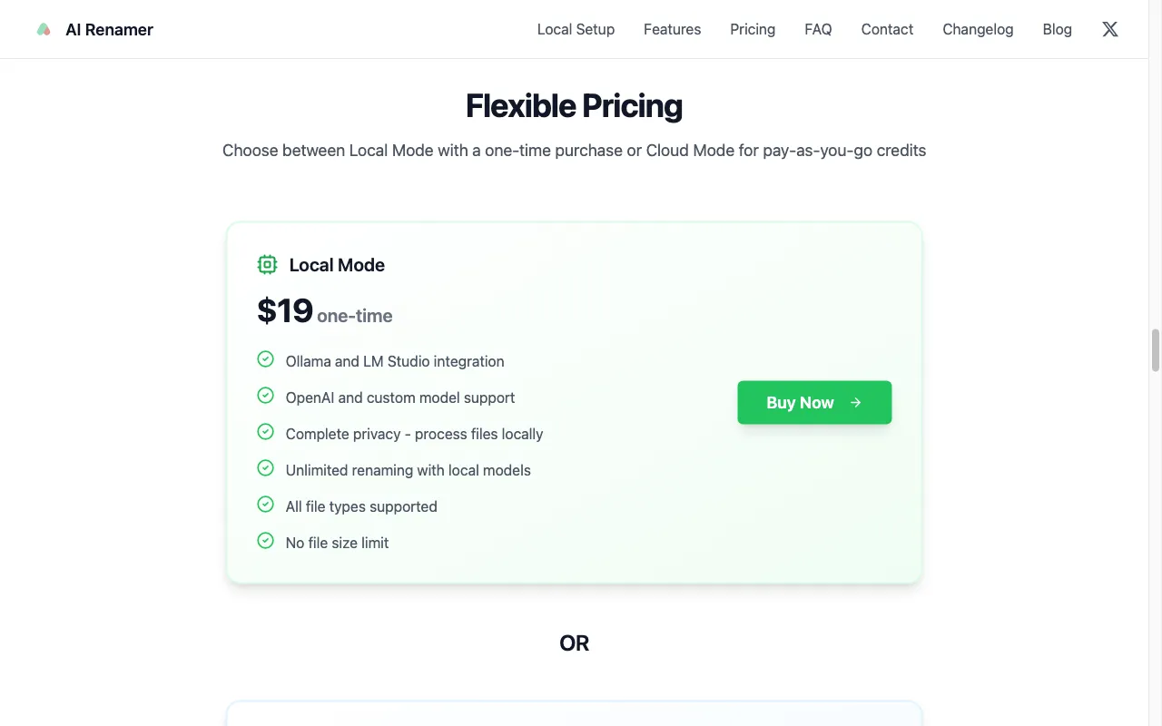AI Renamer — pricing page