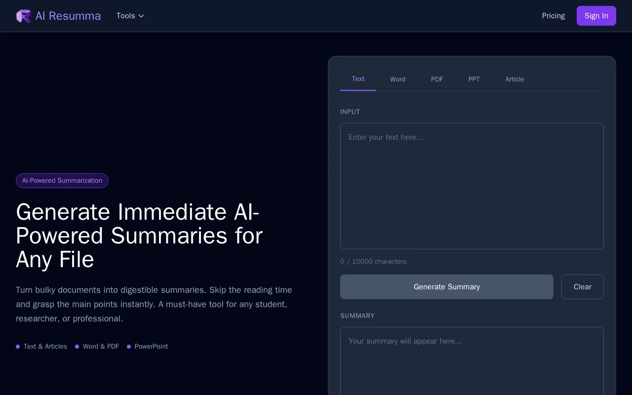 AI Resumma — preview screenshot