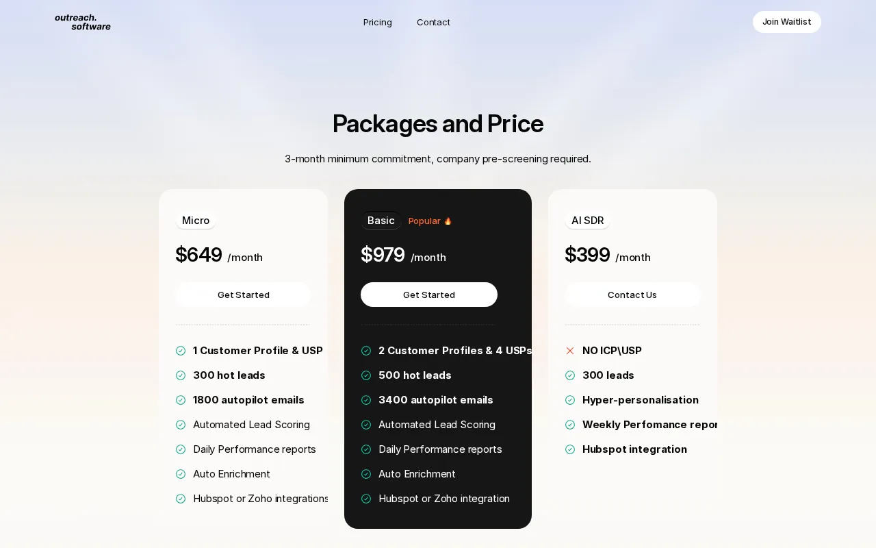 AI Sales Assistant — pricing page