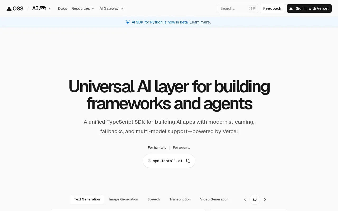 AI SDK — preview screenshot