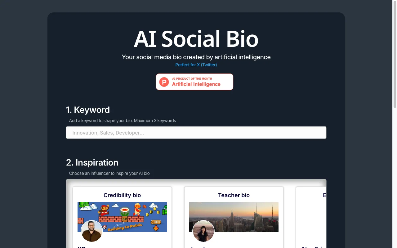 AI Social Bio — preview screenshot