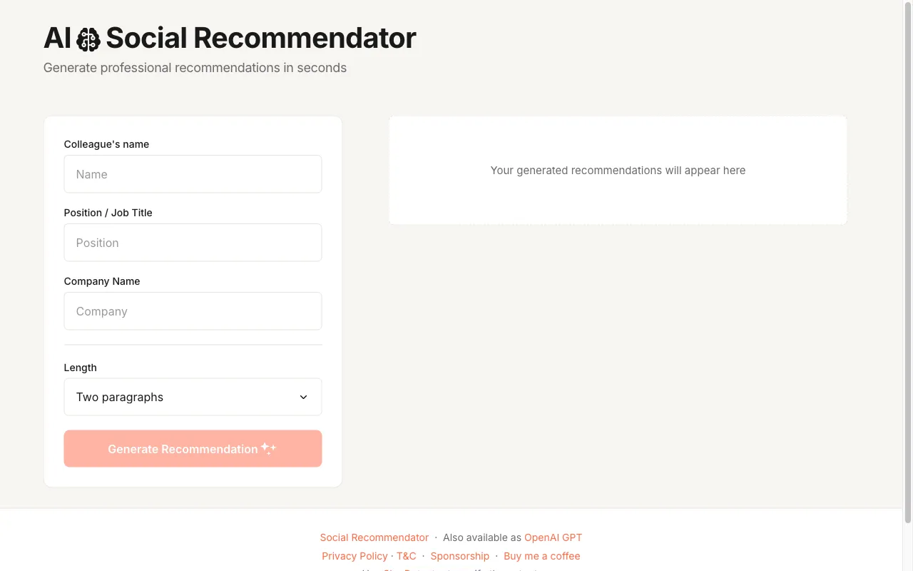 AI Social Recommendator — preview screenshot