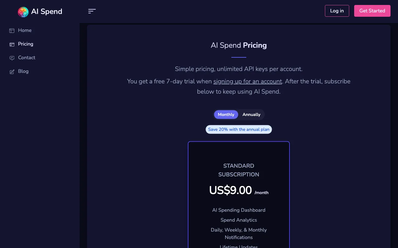 AI Spend — pricing page