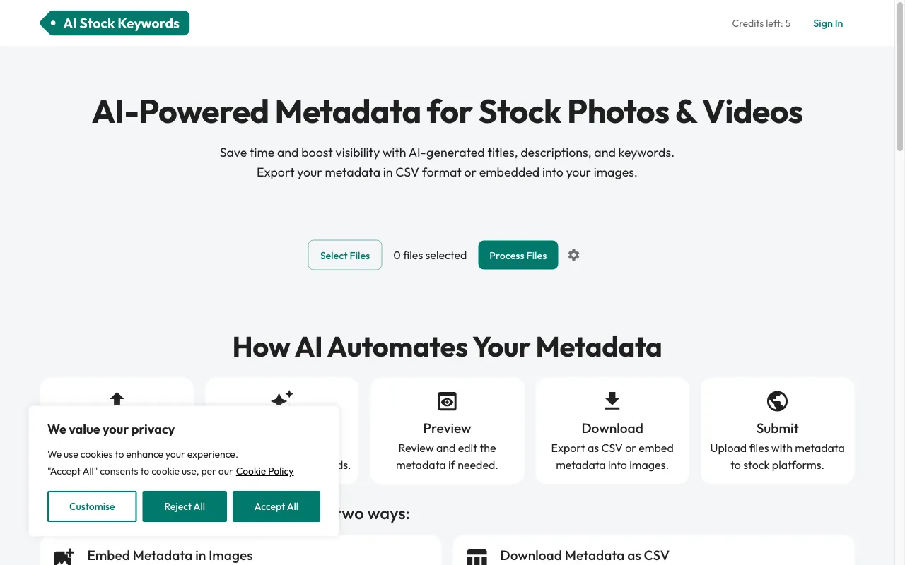 AI Stock Keywords — preview screenshot