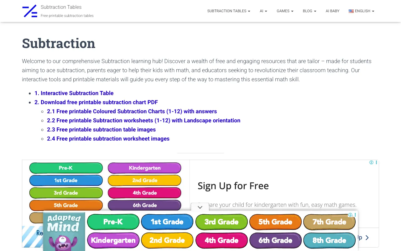 AI subtraction learning helper — preview screenshot