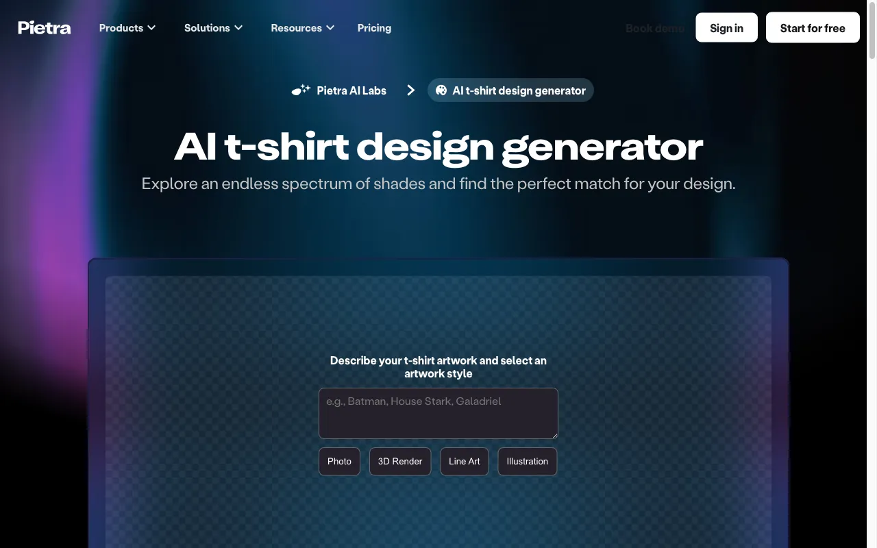 AI t-shirt design generator — preview screenshot