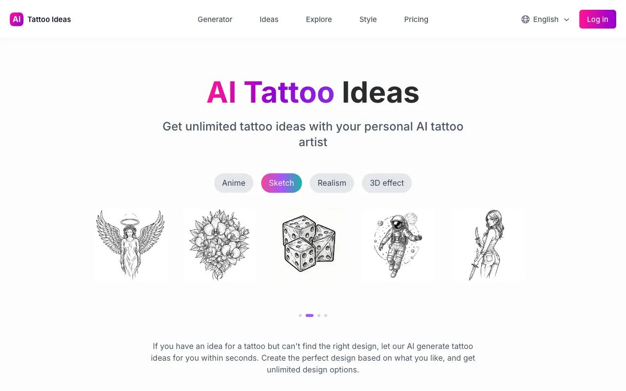 AI Tattoo Ideas — preview screenshot