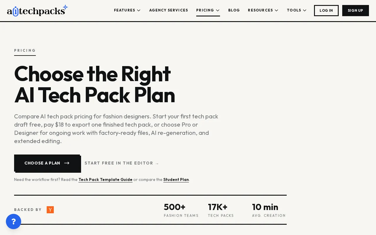 AI Tech Packs — pricing page