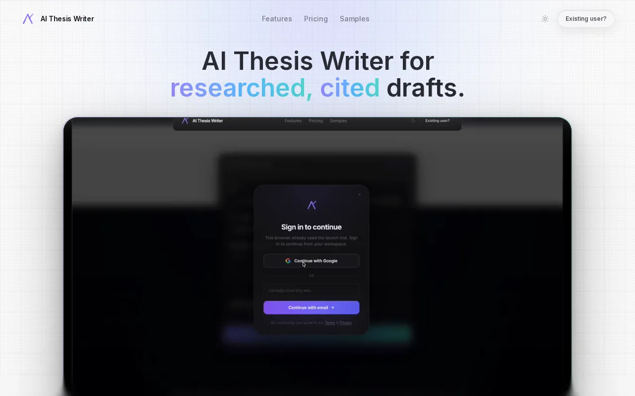 AI Thesis Writer — preview screenshot