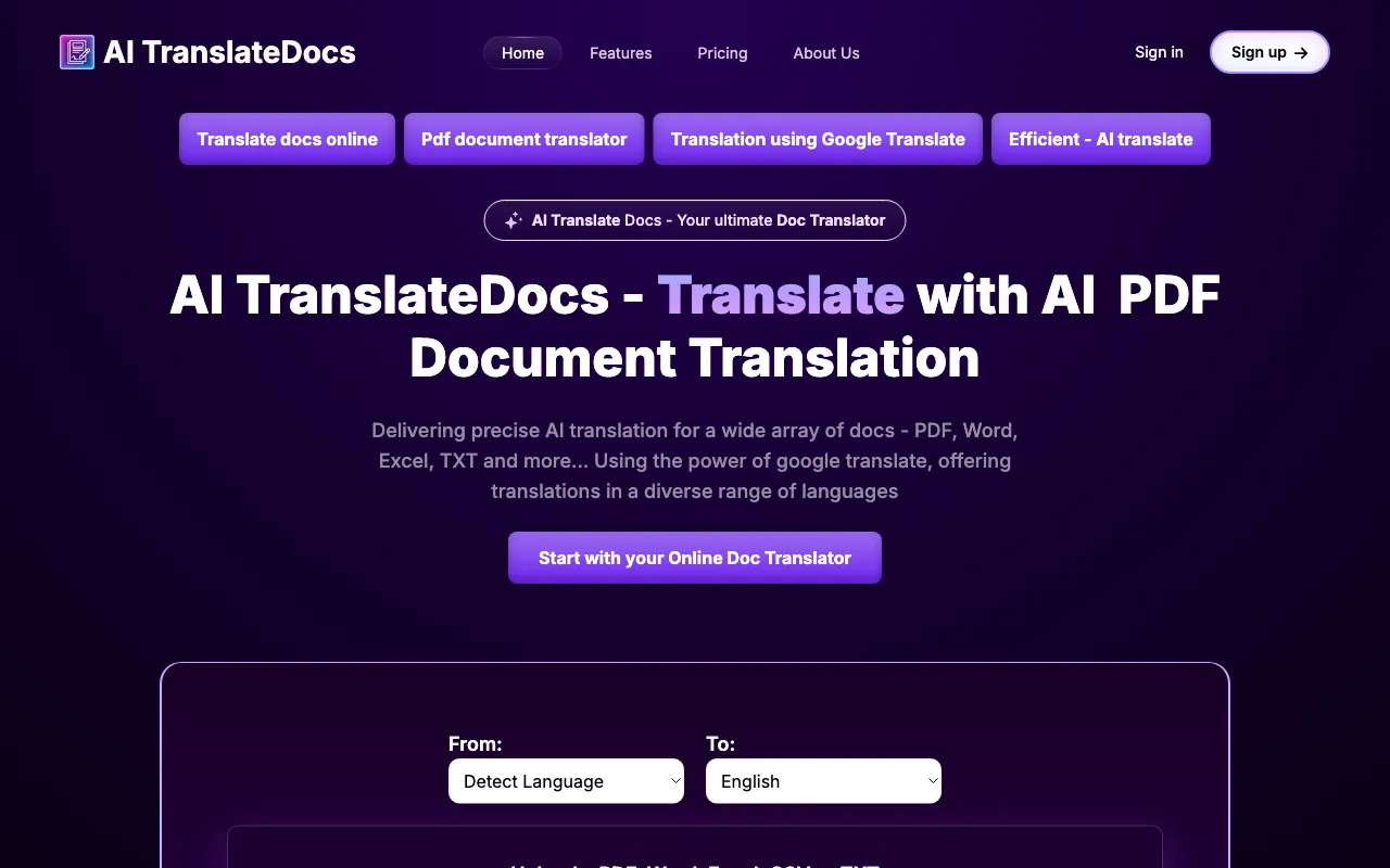 AI TranslateDocs — preview screenshot