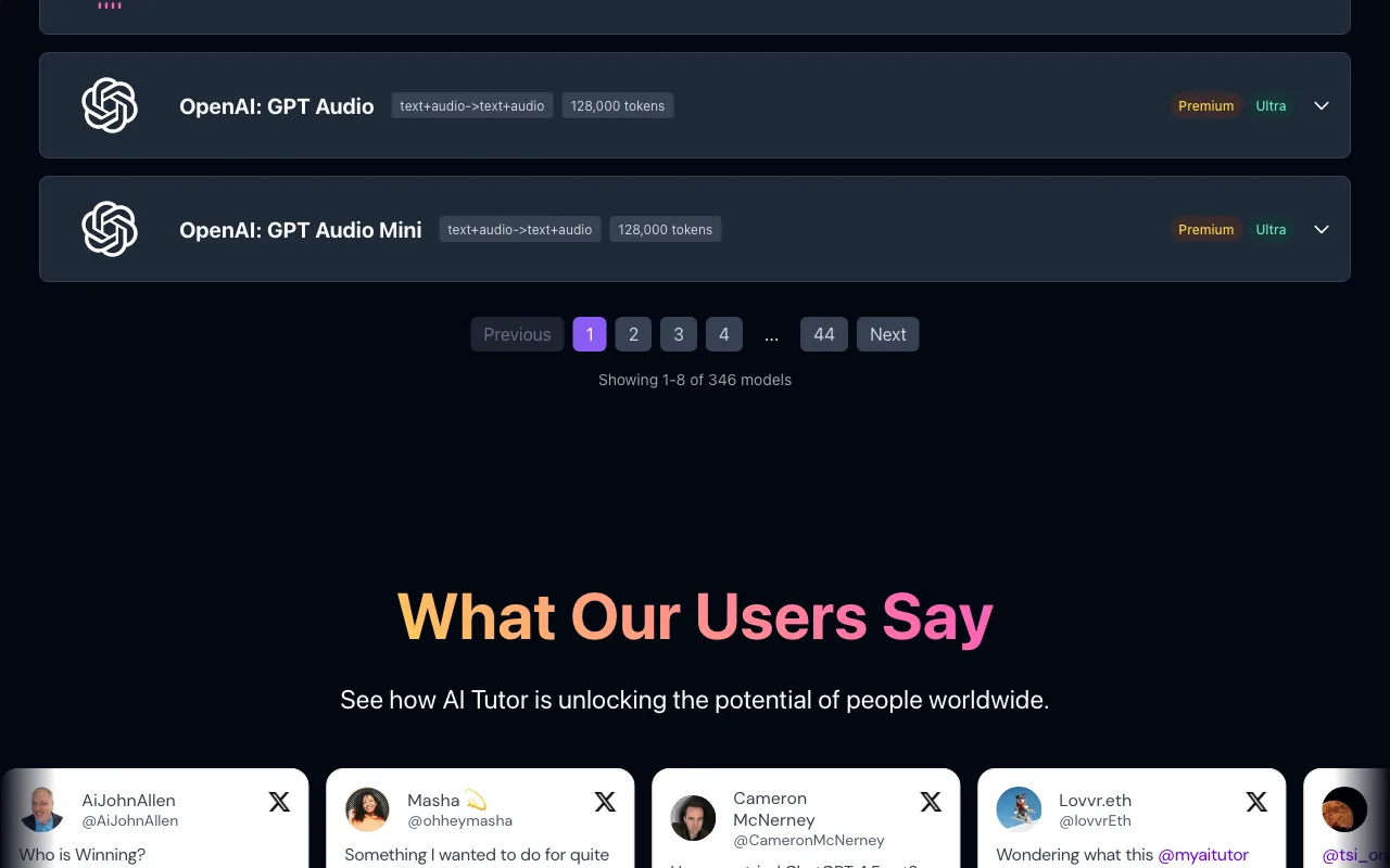 AI Tutor — pricing page