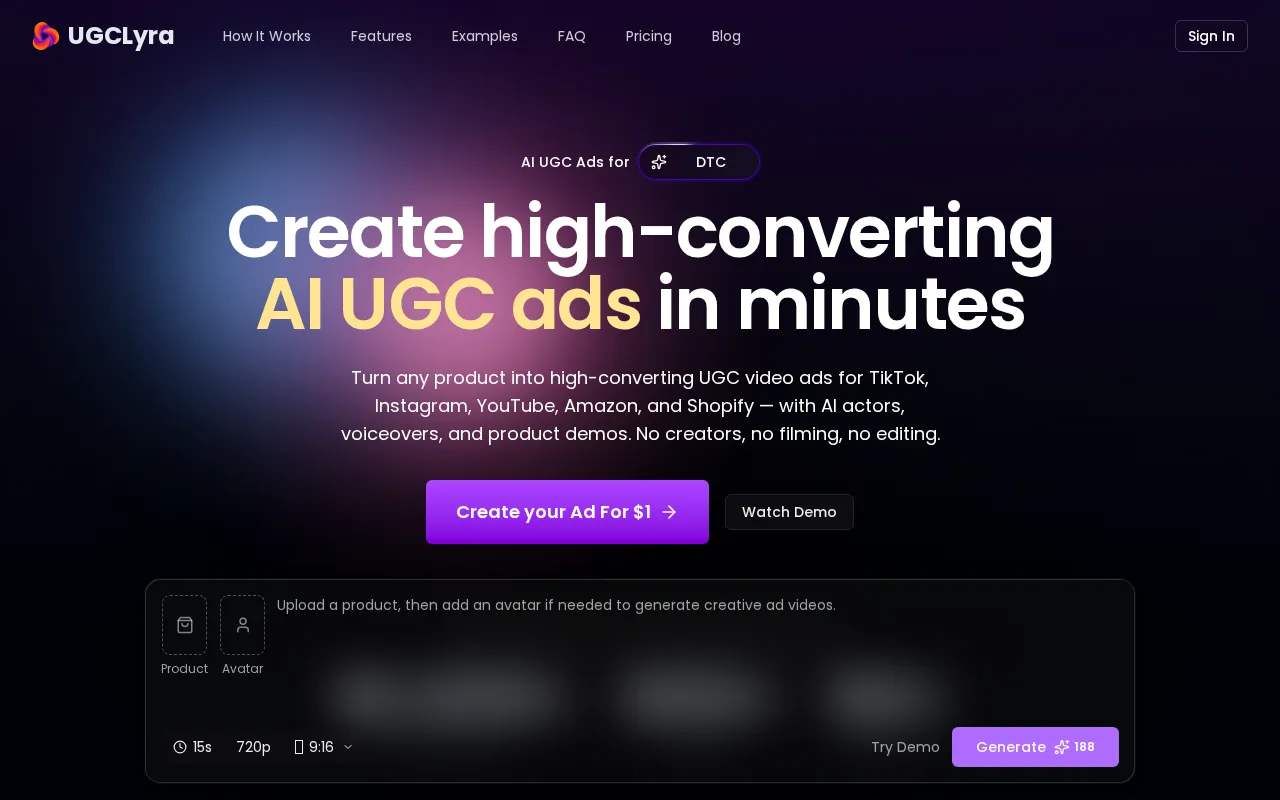 AI UGC ADS — preview screenshot