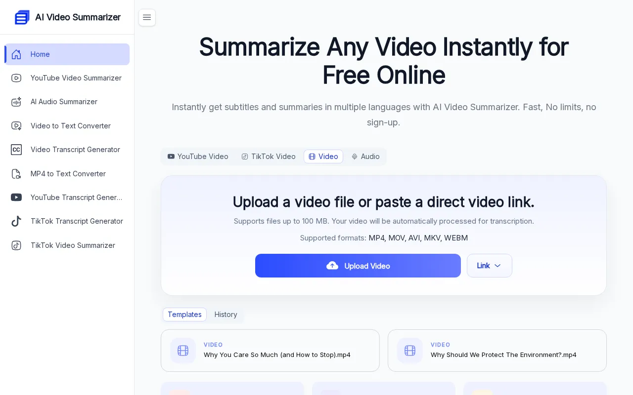 AI Video Summarizer — preview screenshot