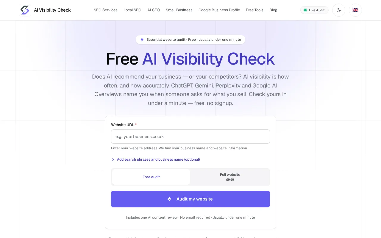 AI Visibility Check by CyberSpark — preview screenshot