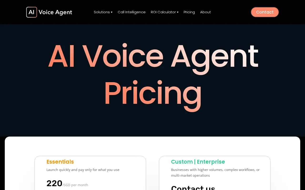 AI Voice Agent Singapore — pricing page