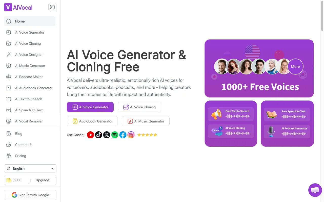 AI Voice Generator by AIVocal — preview screenshot