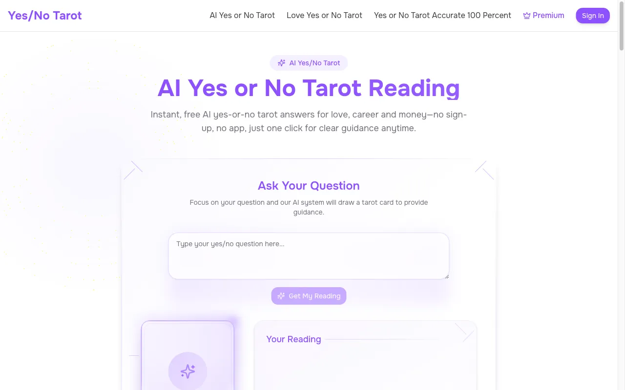 yesornotarot.net — preview screenshot
