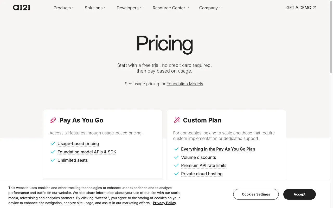AI21 Maestro — pricing page