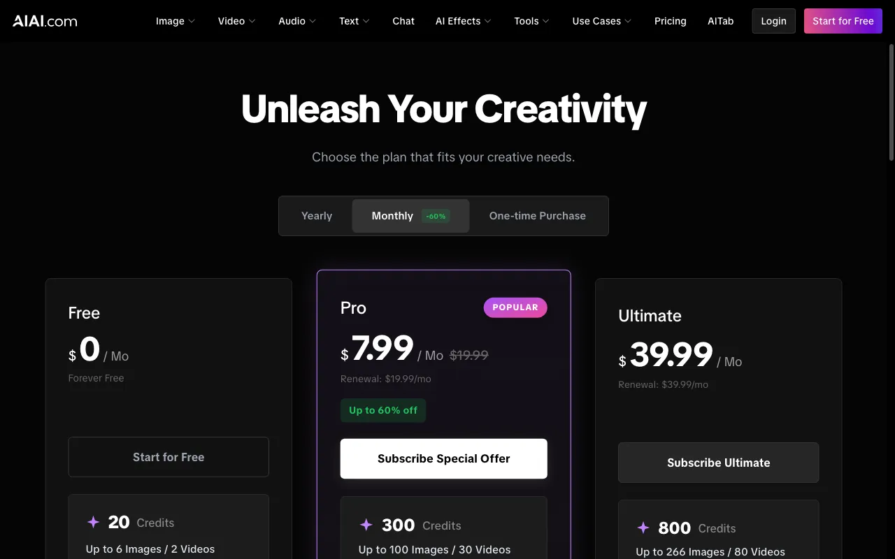 AIAI.com — pricing page