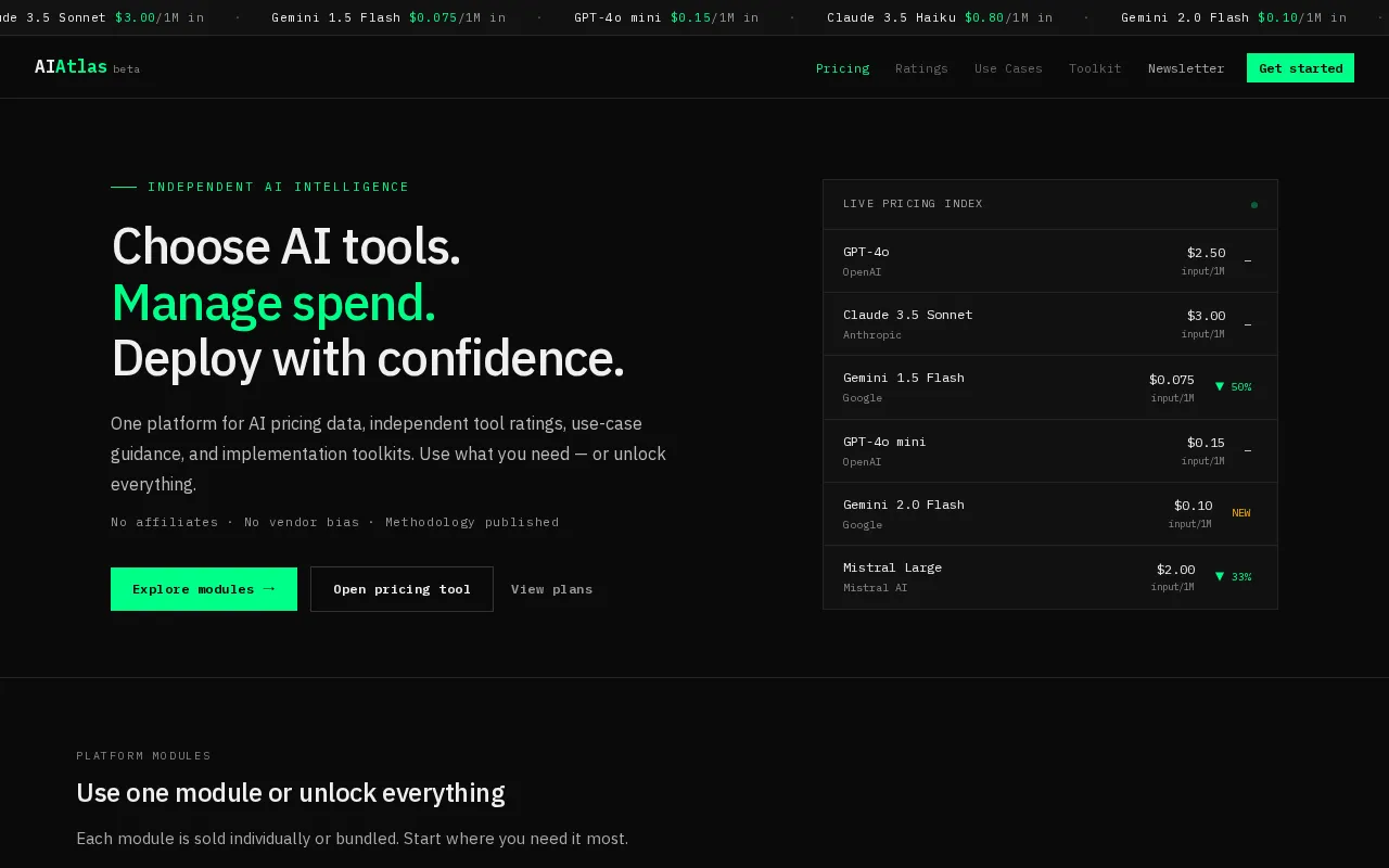 aiatlas.app — pricing page