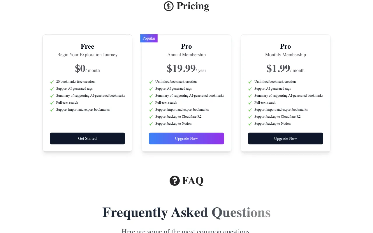 aibookmarker — pricing page