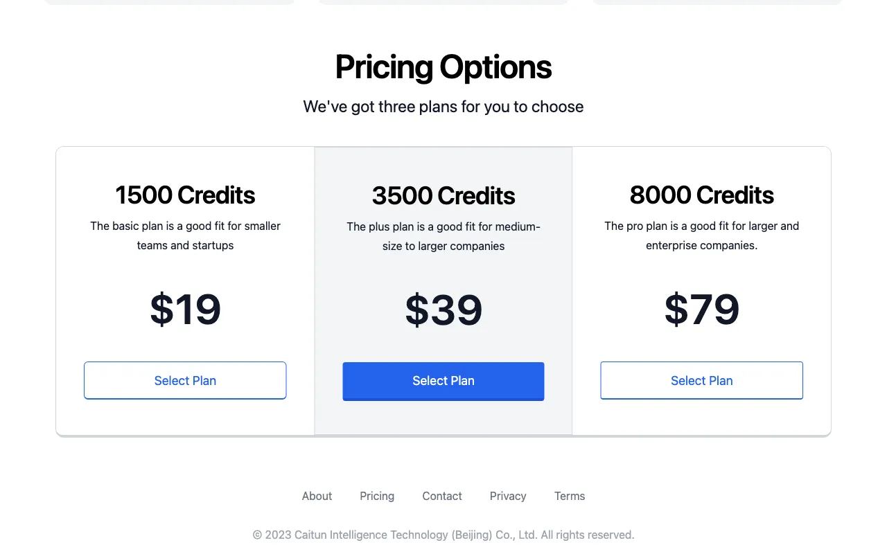 AiCanvas — pricing page