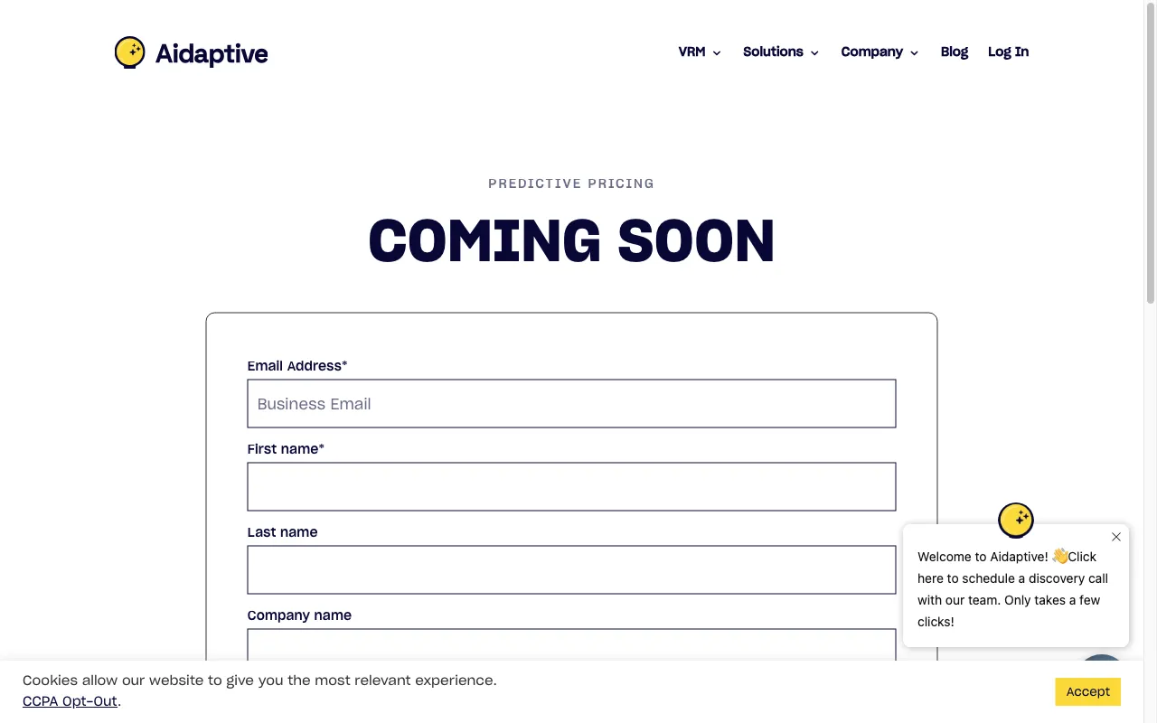 Aidaptive — pricing page