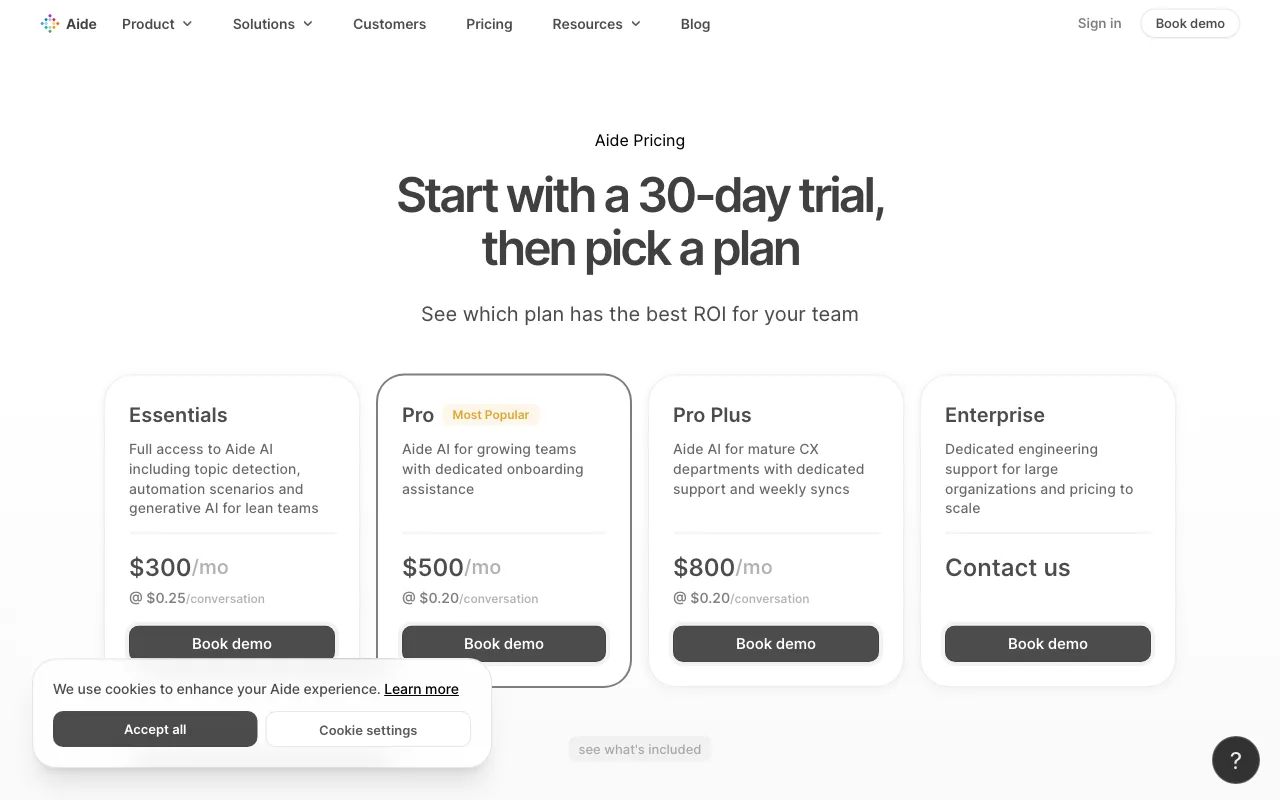 Aide — pricing page