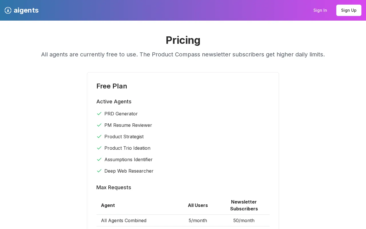 aigents.pm — pricing page
