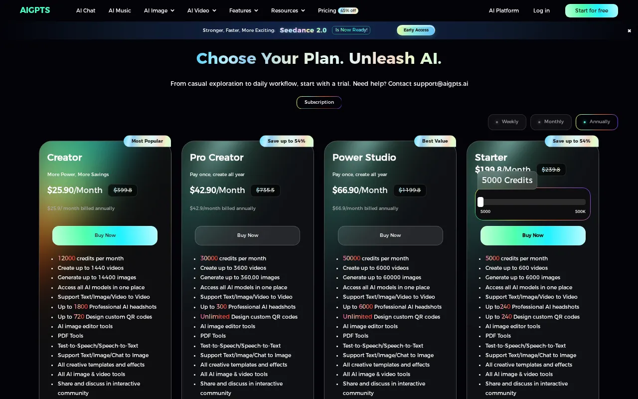 AIGPTS AI — pricing page