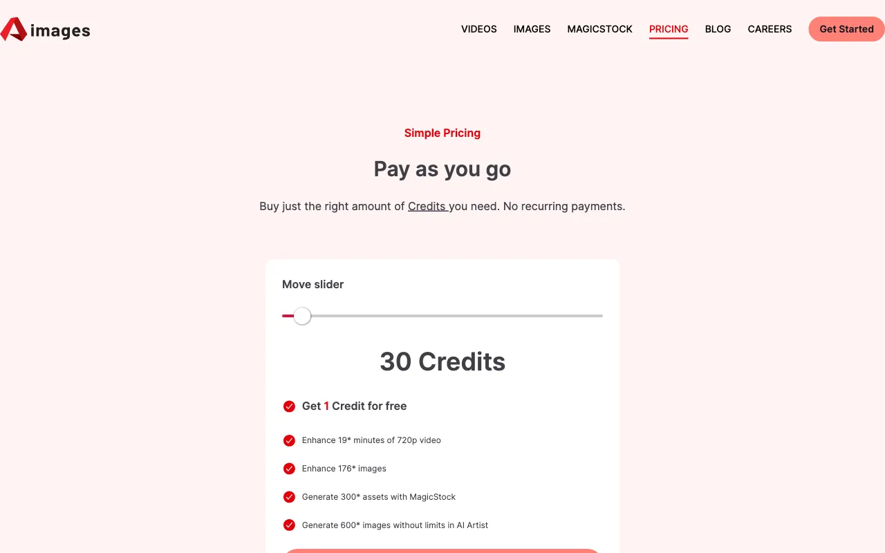 aimages AI — pricing page