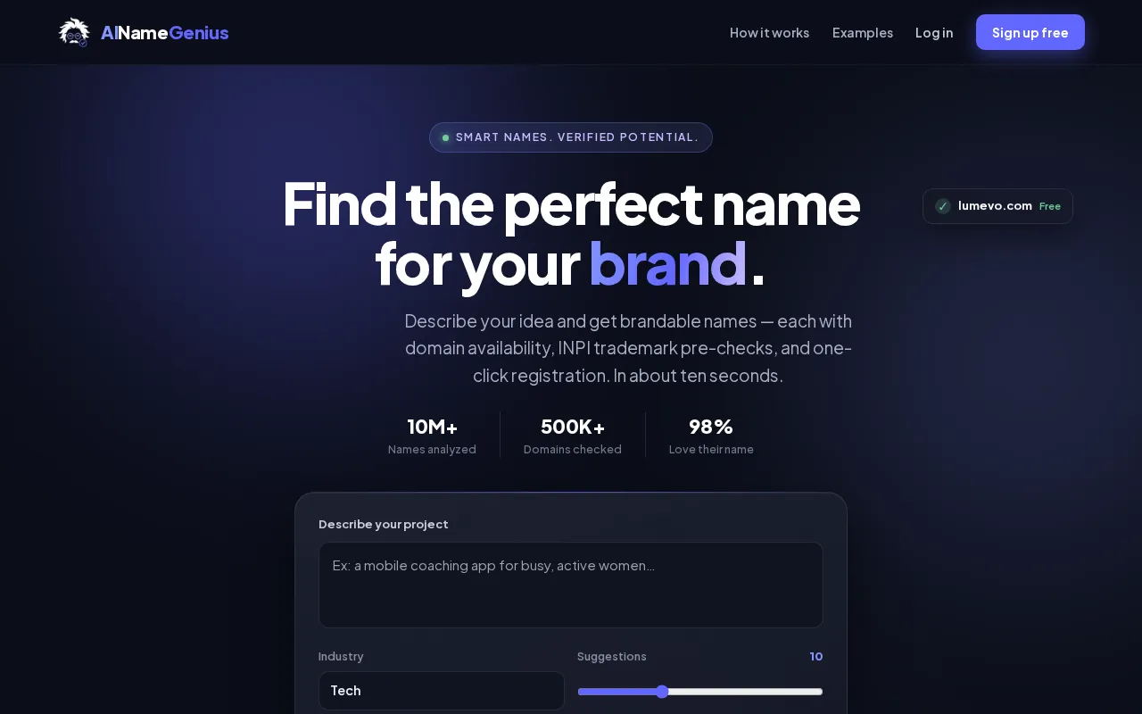 ainamegenius.com — preview screenshot