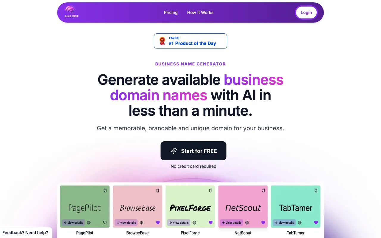 AiNameIt — pricing page