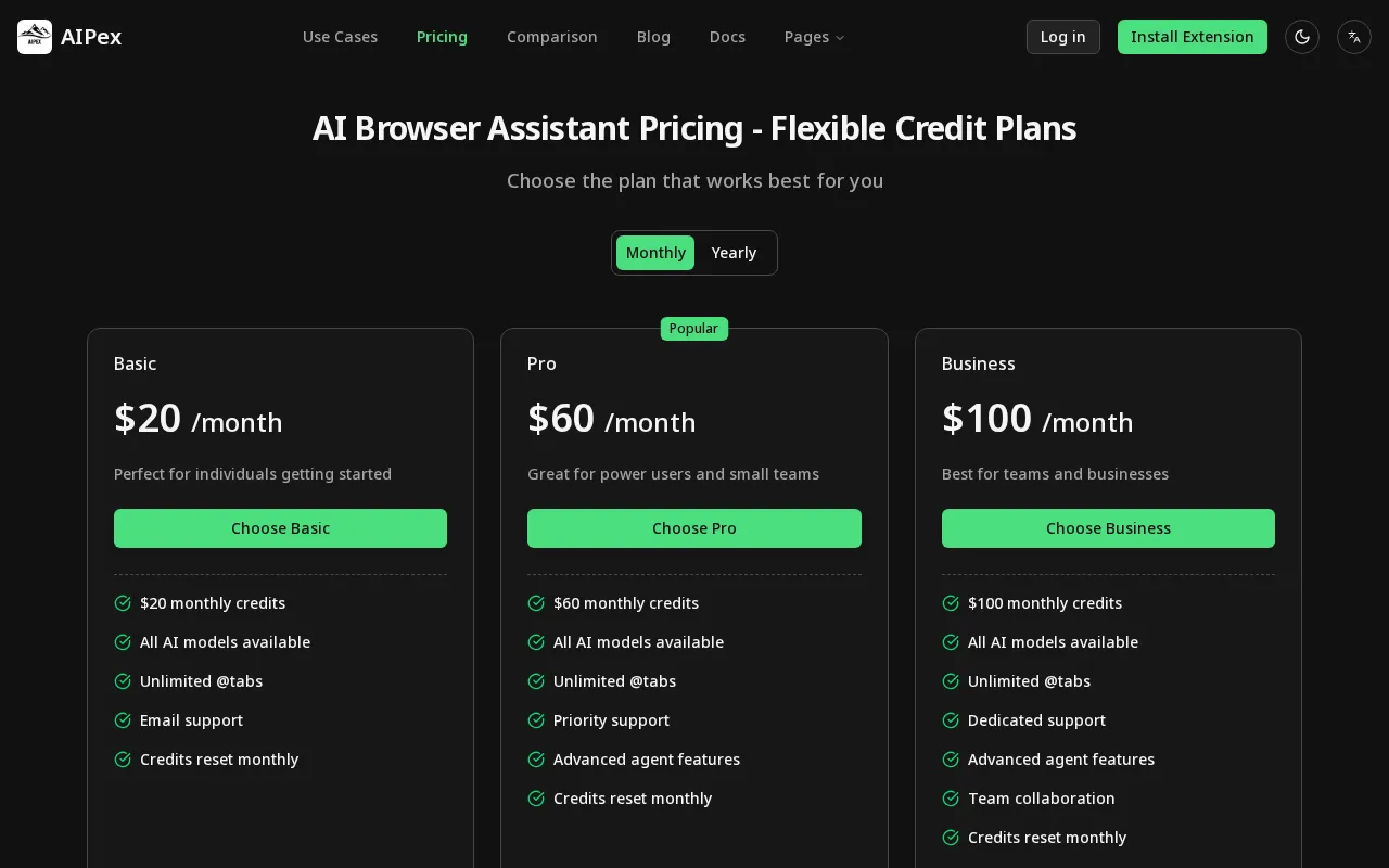 AIPex — pricing page