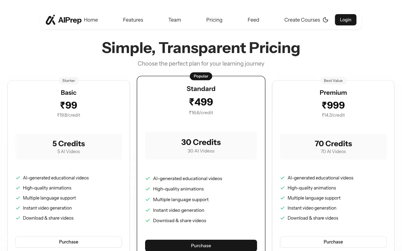 AIPREP — pricing page