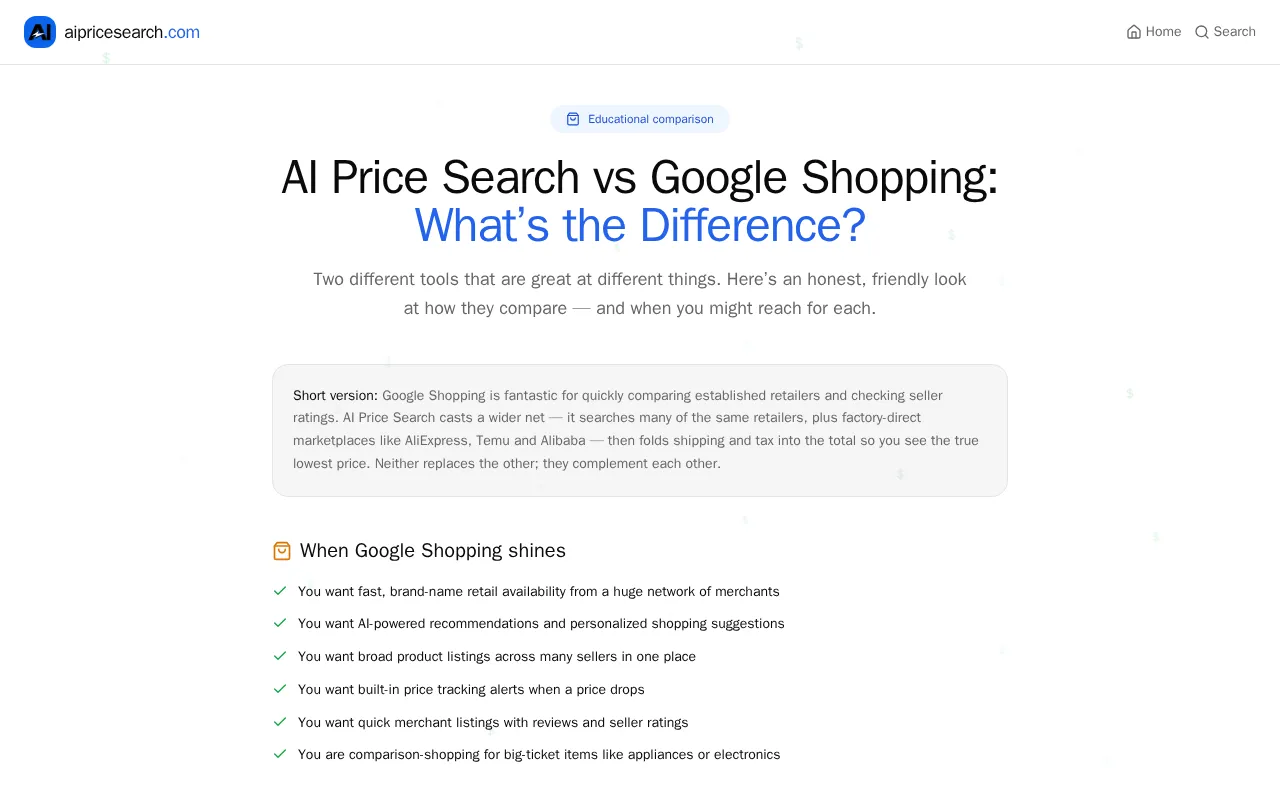 aipricesearch.com — pricing page