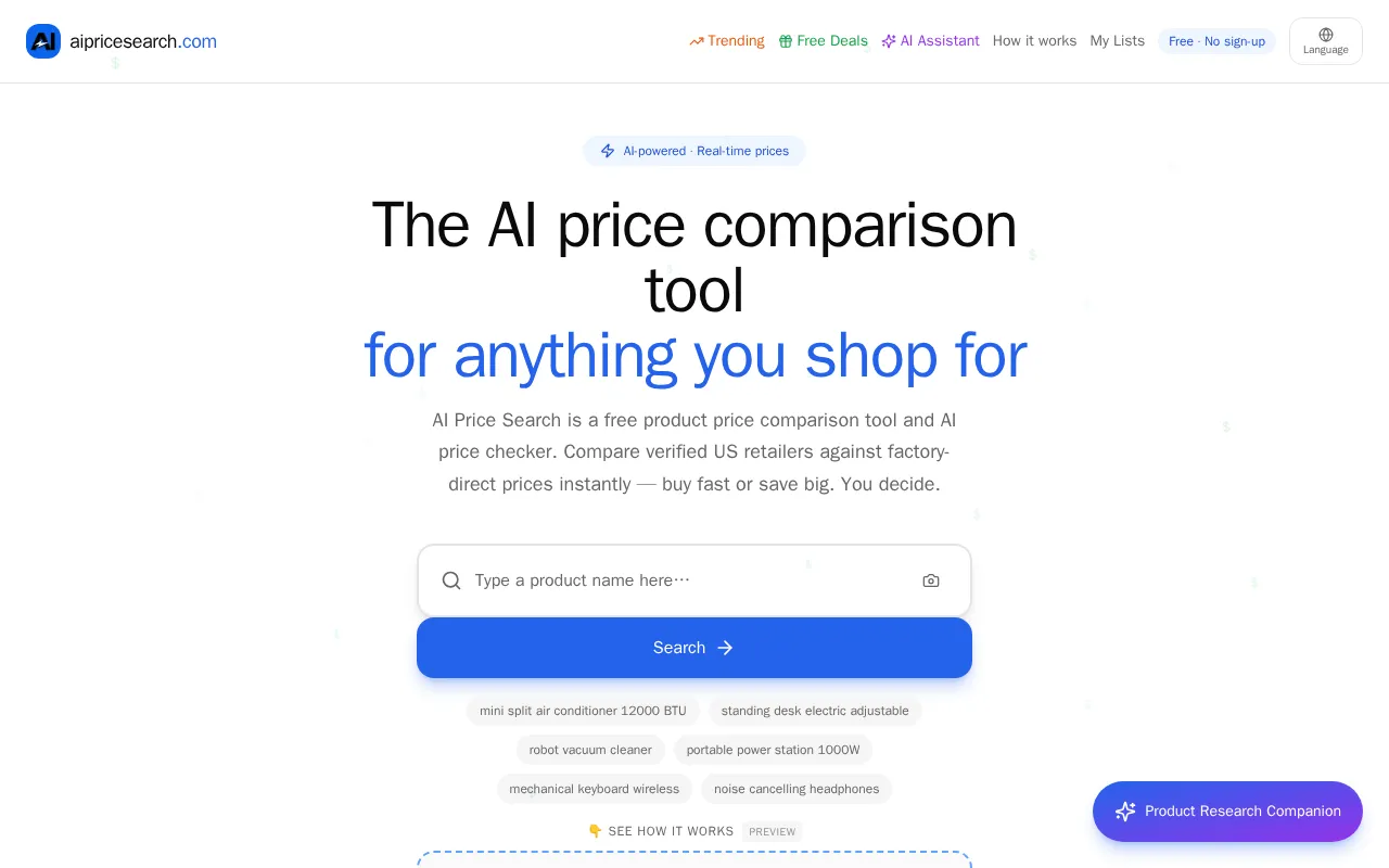 aipricesearch.com — preview screenshot