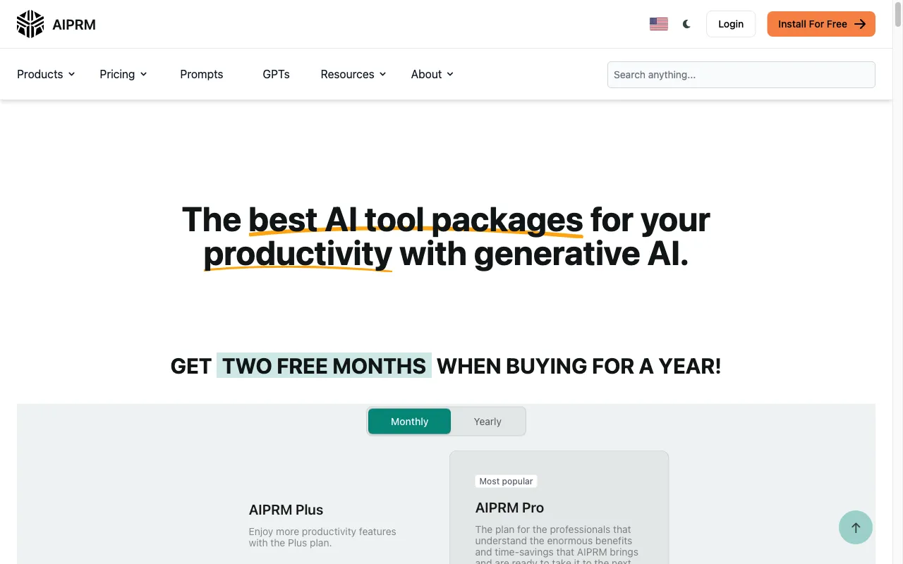 AIprm — pricing page