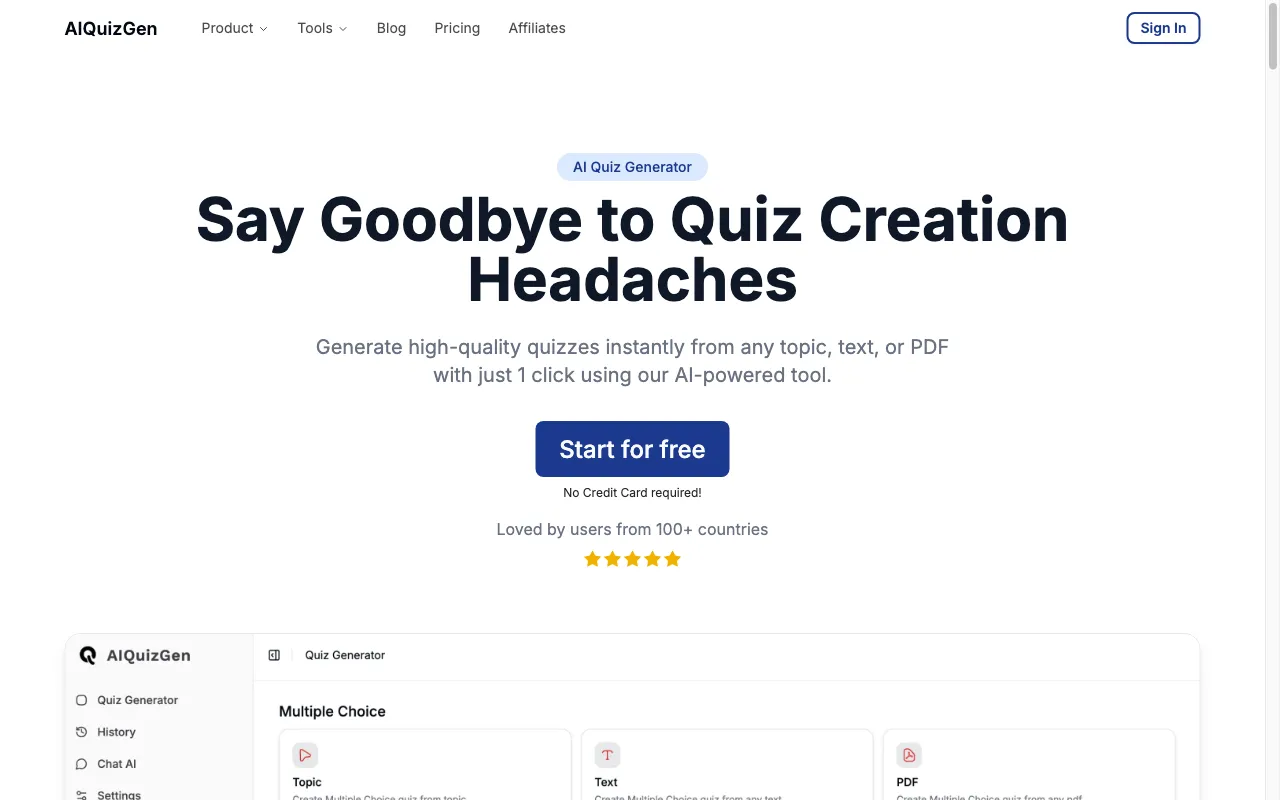 AIQuizGen — preview screenshot
