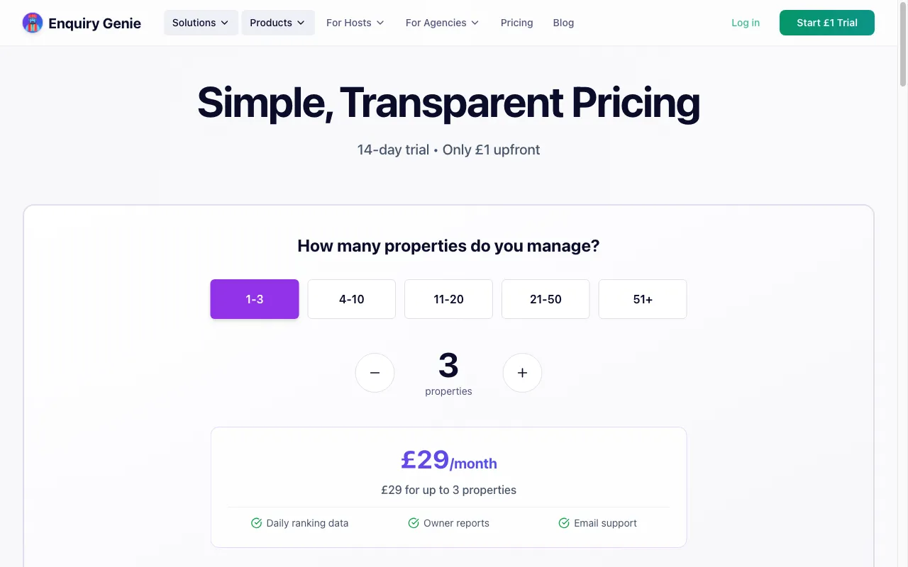 Airbnb Genie AI — pricing page