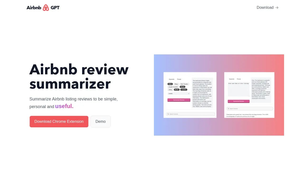 Airbnb Review Summarizer — preview screenshot