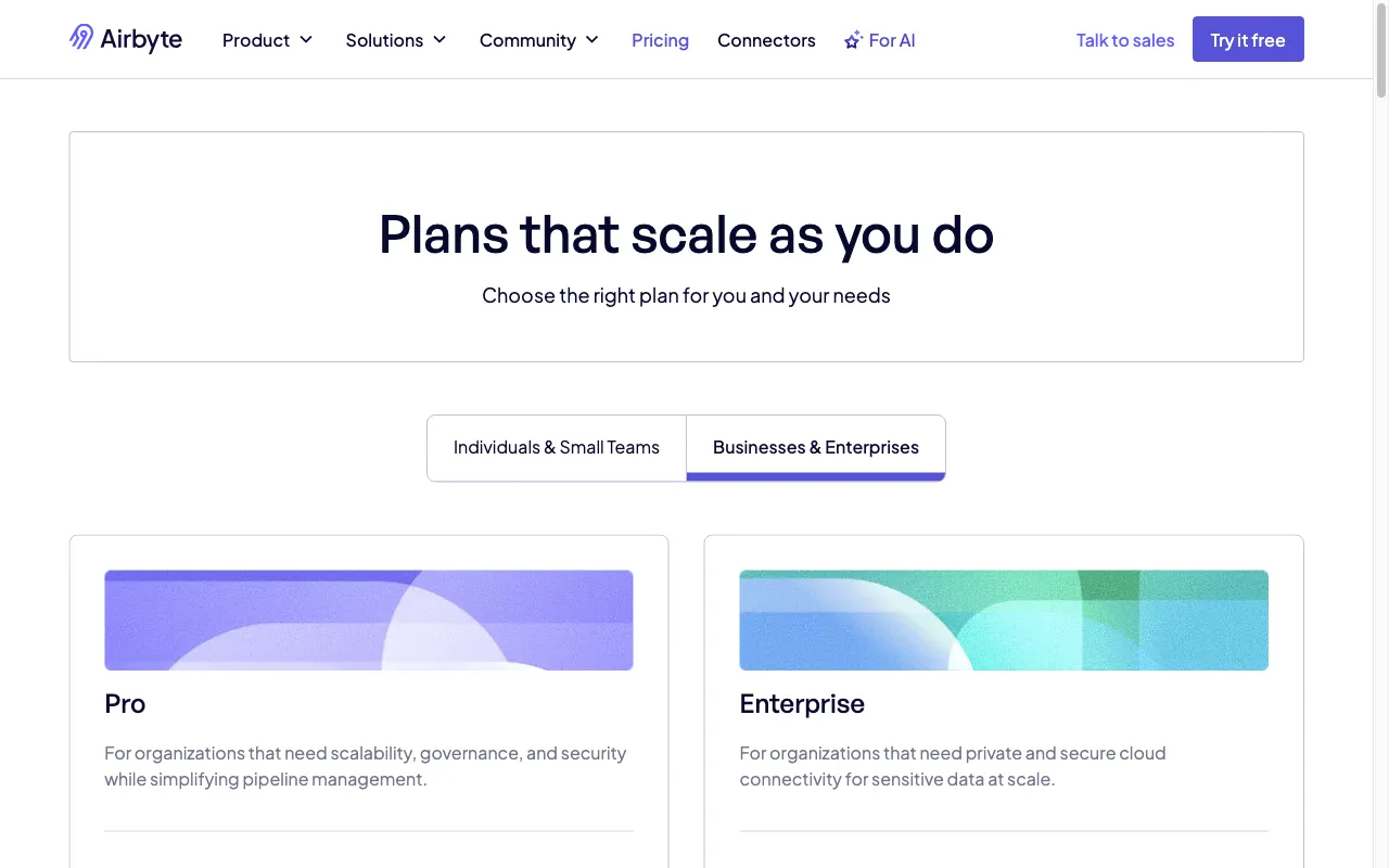 Airbyte — pricing page