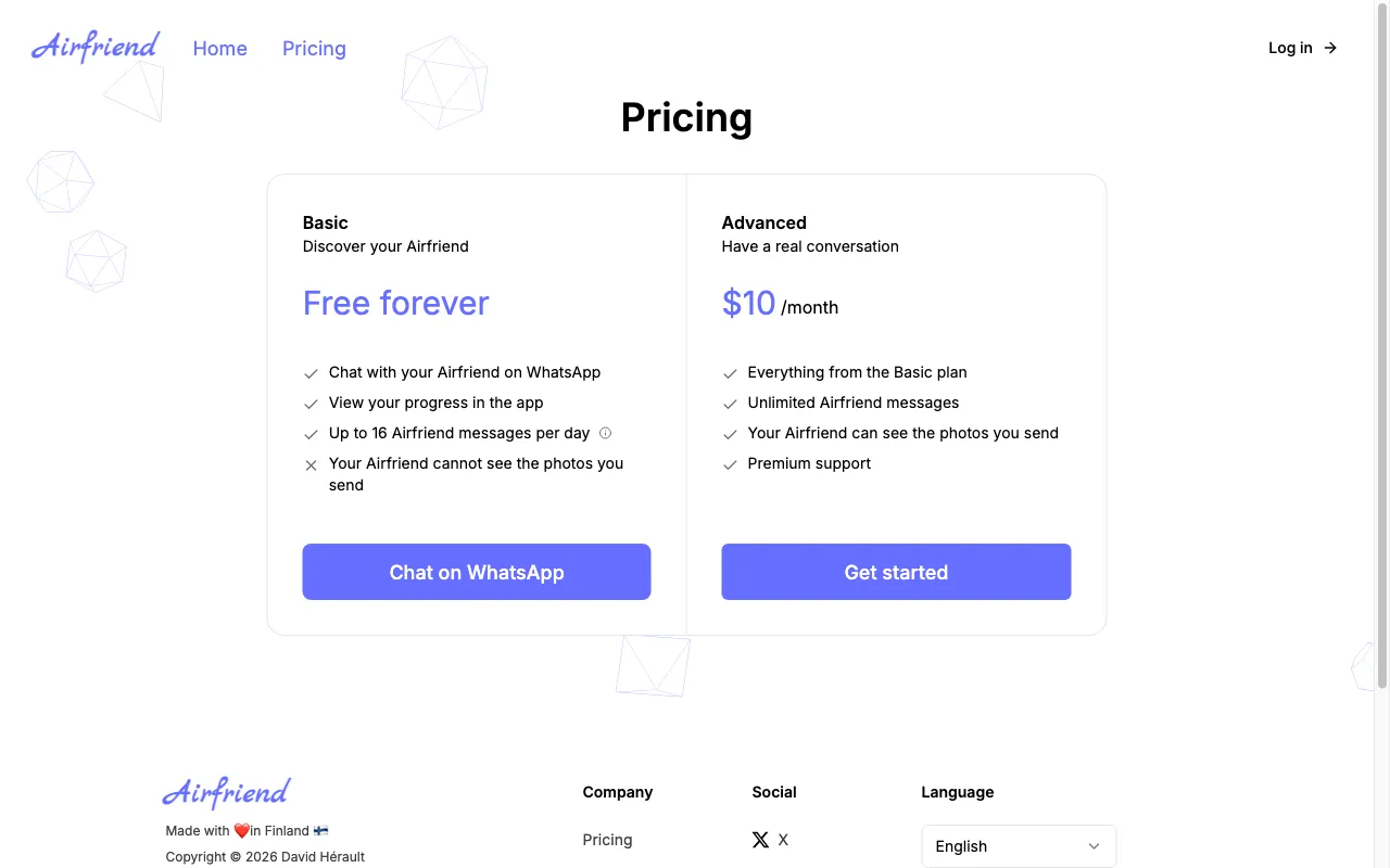 Airfriend — pricing page